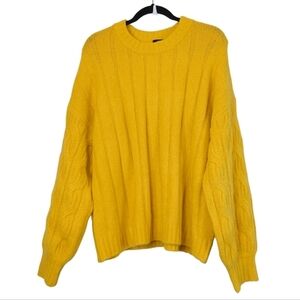Cliché Chunky Knit Crew Neck Pullover Sweater In Yellow Size XL